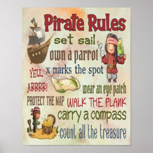 Affiche Règles de piratage Citations motivationnelles - Po