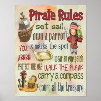 Affiche Règles de piratage Citations motivationnelles - Po