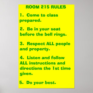 Affiche Règles de salle de classe