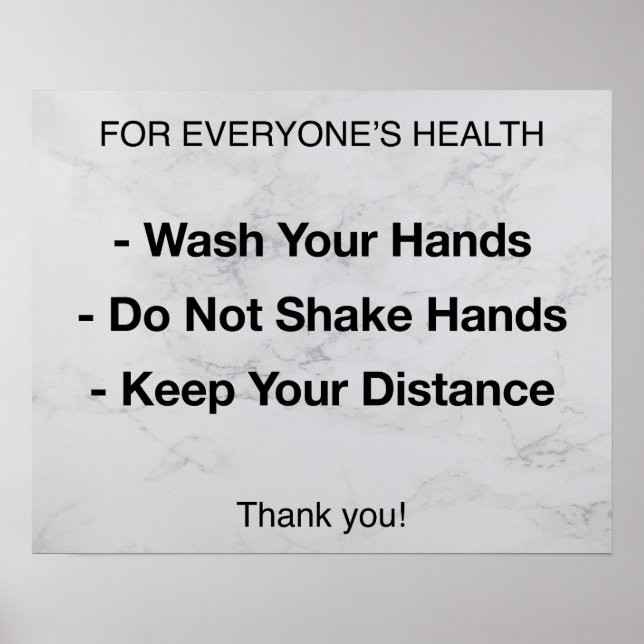 Affiche Règles de santé | Prévention des maladies (Devant)