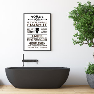 Affiche Règles de toilettes drôles Humour de salle de bain