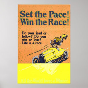 Affiche Réglez le Rythme Gagnez la Course Voiture de Cours