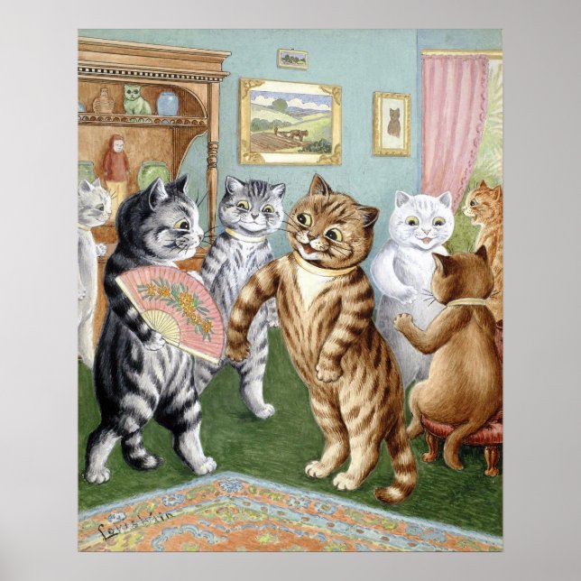 Affiche Regroupement de chats, Louis Wain (Devant)