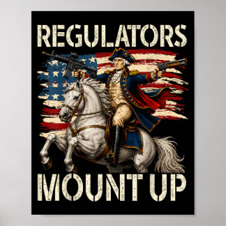 Affiche Régulateurs à cheval drôle Washington 4 juillet