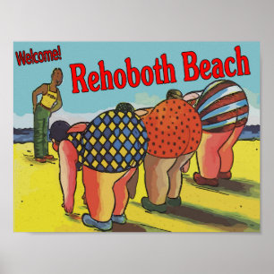 Affiche Rehoboth Beach Cartoon de bienvenue