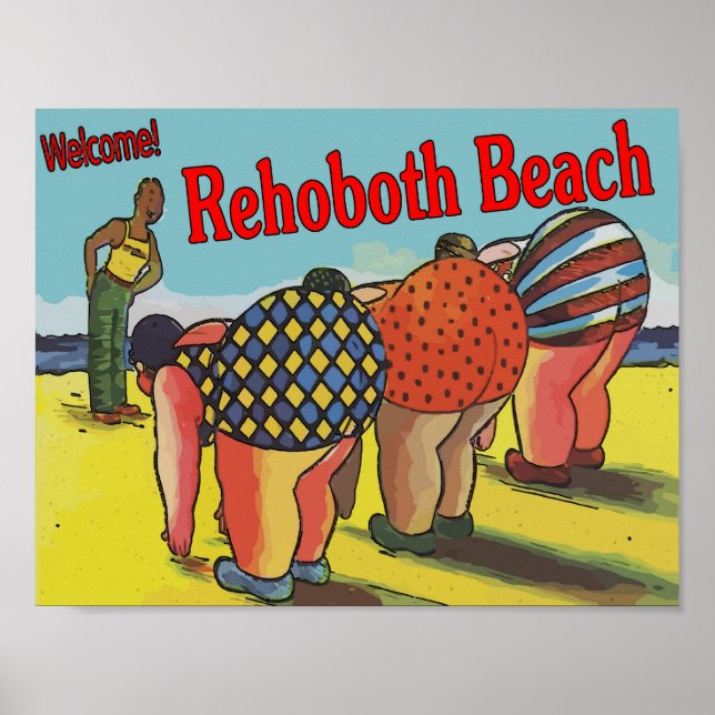 Affiche Rehoboth Beach Cartoon de bienvenue (Devant)