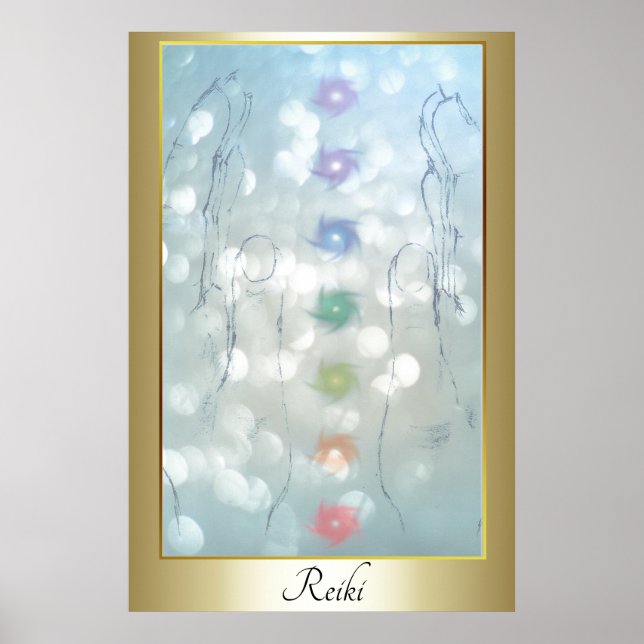Affiche Reiki Healing Hands design (Devant)