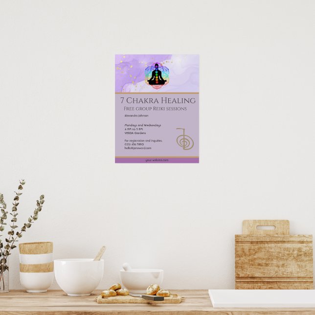 Affiche Reiki Master Zen Lavender Chakra Energy Healer (Cuisine)
