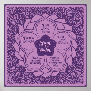 Affiche Reiki Principles - Reiki Precepts in Lotus