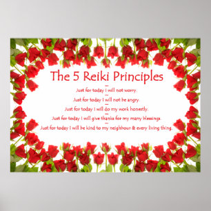 Affiche Reiki Principles with Roses
