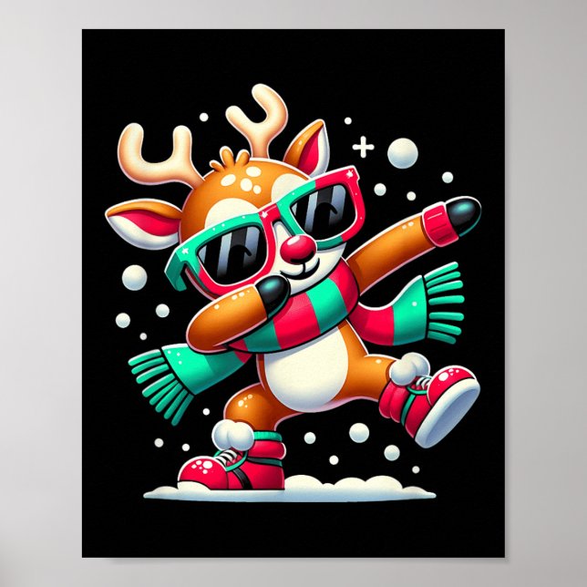 Affiche Reindeer de Noël Boys Dabbing Reindeer Père Noël X (Devant)