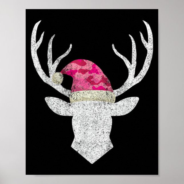 Affiche Reindeer Deer Nk Camo Santa Hat Christmas Pajama H (Devant)