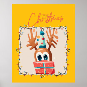Affiche Reindeer Joueur avec cadeau