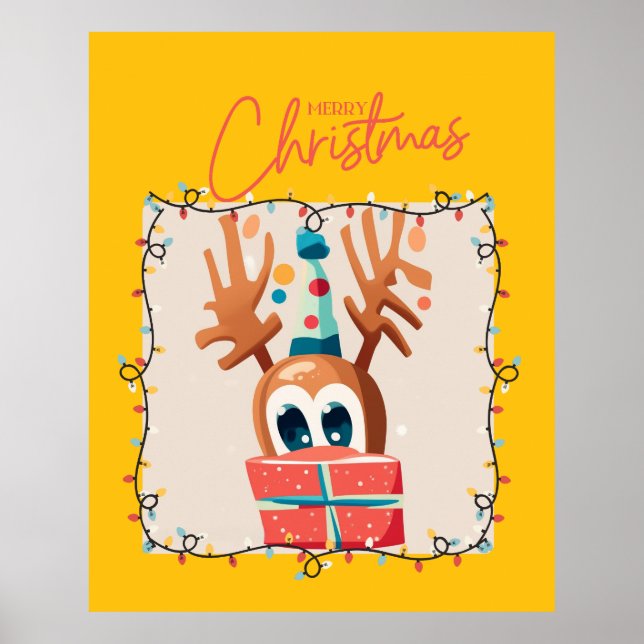 Affiche Reindeer Joueur avec cadeau (Devant)