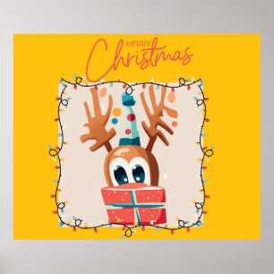 Affiche Reindeer Joueur avec cadeau