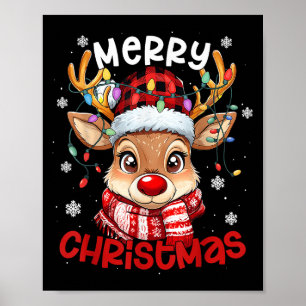 Affiche Reindeer Joyeux Noël Lumière Noël Hommes de famill