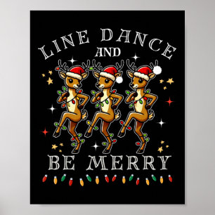 Affiche Reindeer Line Danse Et Soyez Joyeux Noël Festif