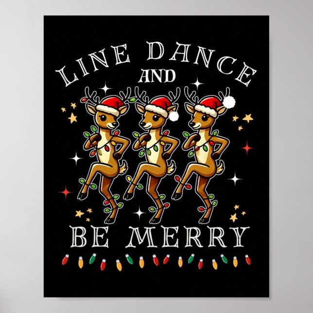 Affiche Reindeer Line Danse Et Soyez Joyeux Noël Festif (Devant)