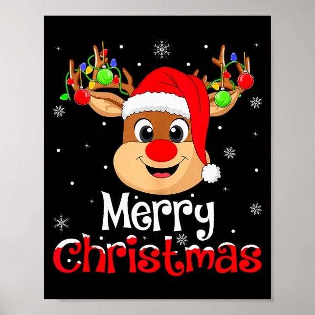 Affiche Reindeer Merry Christmas Family Men Women Kids Xma (Devant)