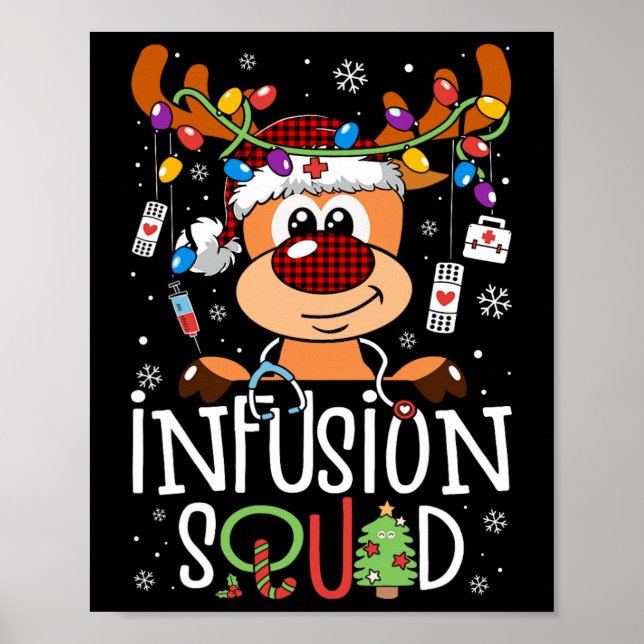 Affiche Reindeer noël infusion infirmière escouade stethos (Devant)