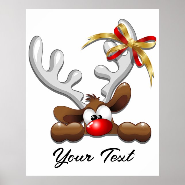 Affiche Reindeer Puzzled drôle Caractère de Noël (Devant)