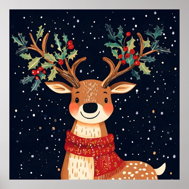 Affiche Reindeer Starry Noël Twinkle soir (Devant)