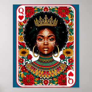 Affiche reine africaine carte melanine fierté noire blm