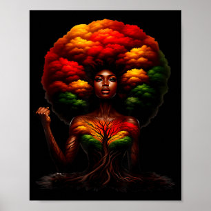 Affiche Reine Afro Femme Noire Racines Africaines Mélanine