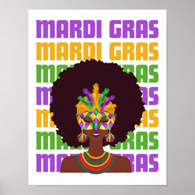 Affiche Reine afro MARDI GRAS (Devant)