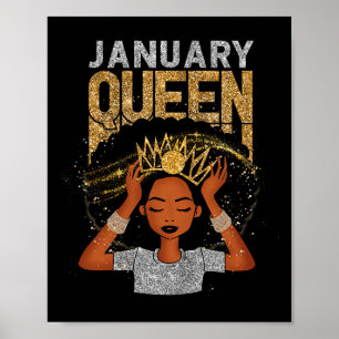 Affiche Reine Afro Melanin Fille Prier Anniversaire Noir H