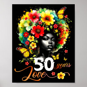Affiche Reine Afro Noire 50 Ans Amour 50e Anniversaire But