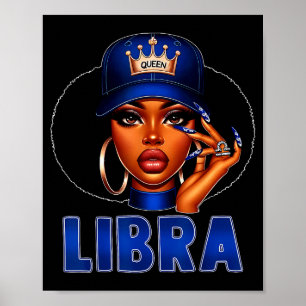 Affiche Reine Balance Femme Noire Avec Couronne Casquette