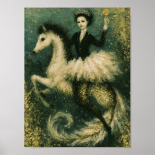 Affiche Reine Ballerine sur son Hippocampe Sirène