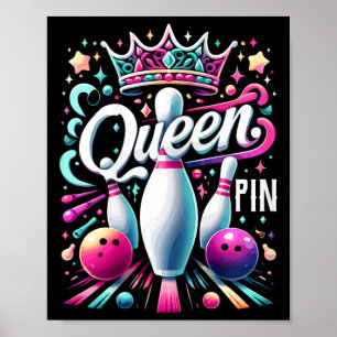 Affiche Reine Chemise à pinces Joueuse de quilles Ligue de