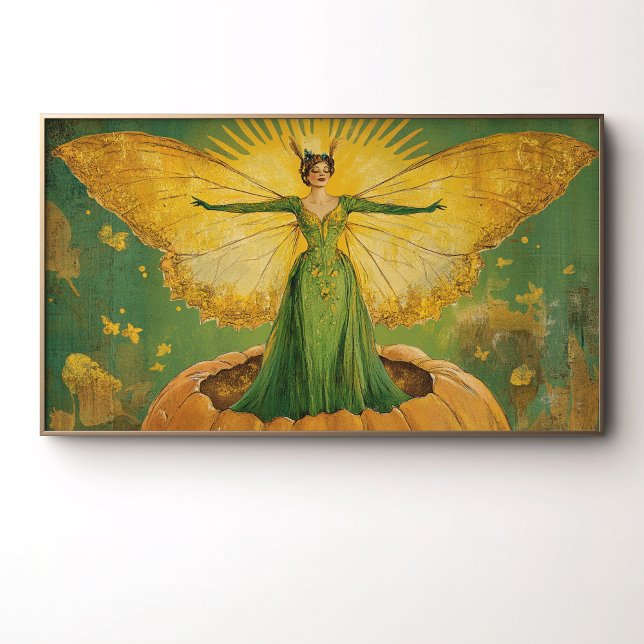 Affiche Reine Citrouille Fée Dorée de Style Rétro Automne (Créateur téléchargé)