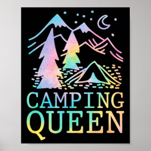 Affiche Reine de camping graphique de nuit de camping élég