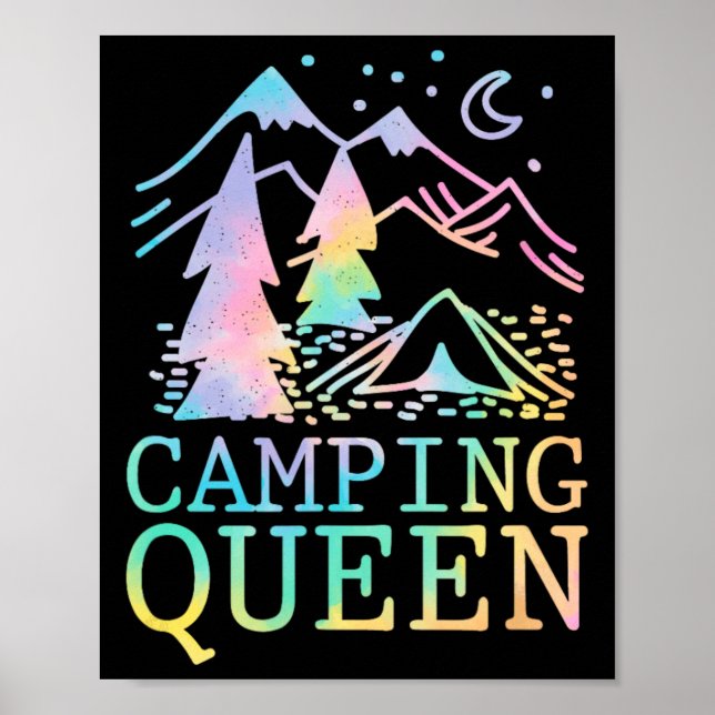 Affiche Reine de camping graphique de nuit de camping élég (Devant)