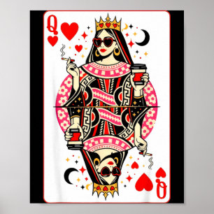 Affiche Reine de cœur carte à jouer cœur café mignonQuee