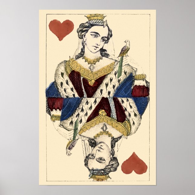 Affiche Reine de cœur d'époque victorienne vintage (Devant)