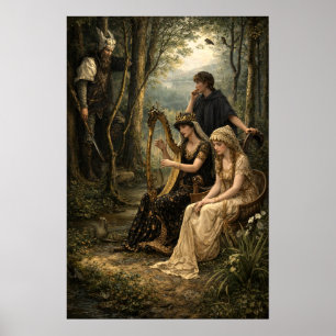 Affiche Reine de conte de fées médiéval dans les bois avec