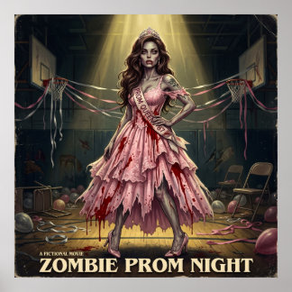 Affiche Reine de la soirée de bal des zombies vintage
