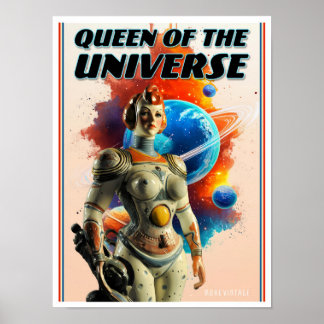 AFFICHE REINE DE L'UNIVERS IMPRIMÉ SCI-FI