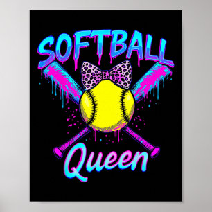 Affiche Reine de Softball Graphique pour Femmes Filles Crè