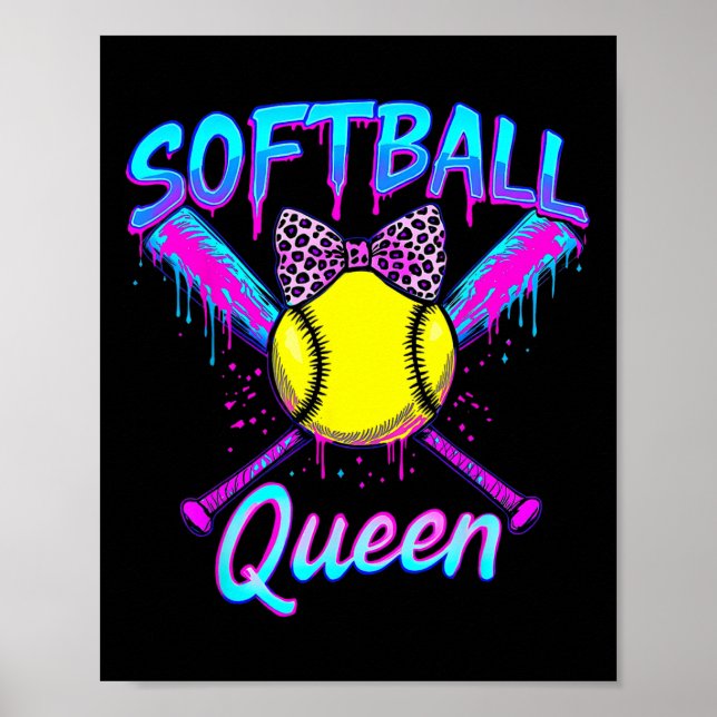 Affiche Reine de Softball Graphique pour Femmes Filles Crè (Devant)