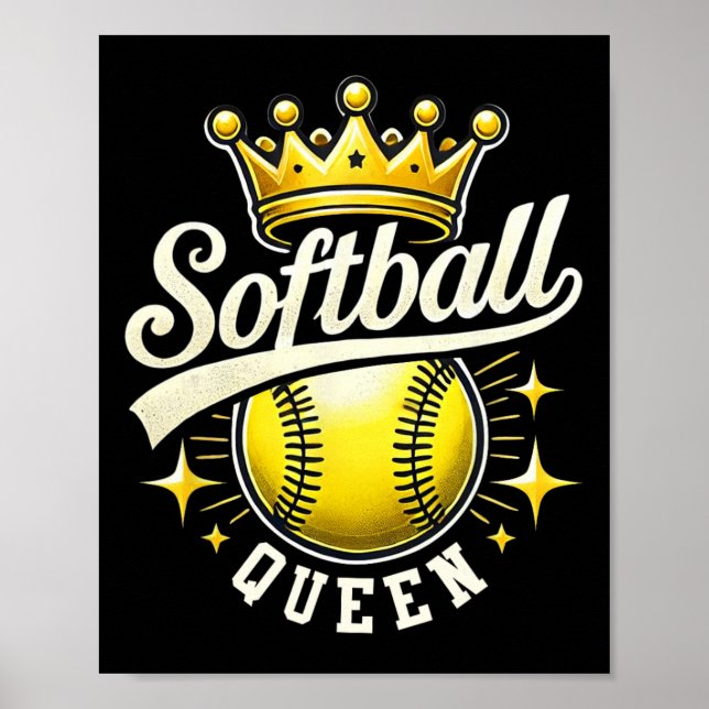Affiche Reine de softball Un softball avec couronne Fille  (Devant)