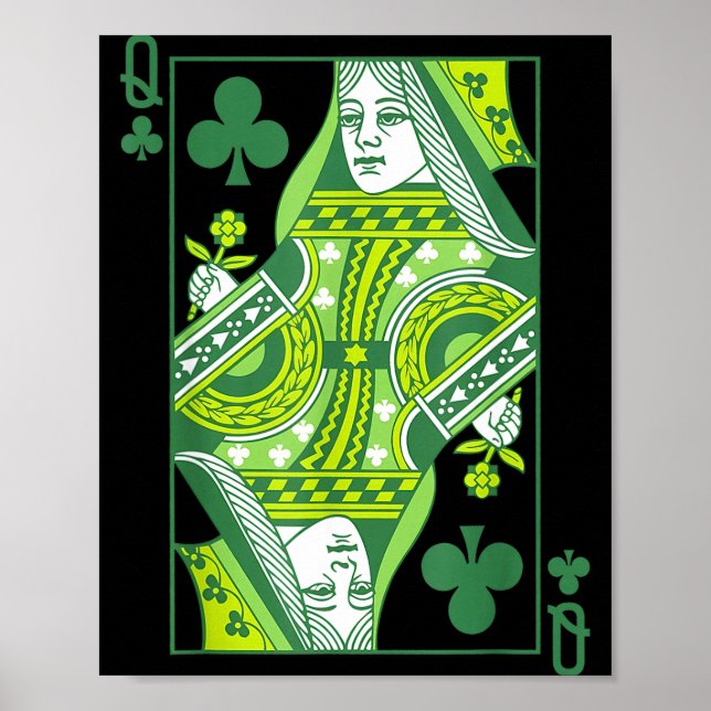 Affiche Reine de trèfle carte jour de saint patrick botani (Devant)