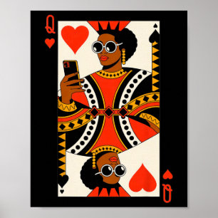 Affiche Reine Des Cœurs Carte Femme Noire Fierté De La Mél