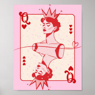 Affiche Reine des Coeurs rouge et rose