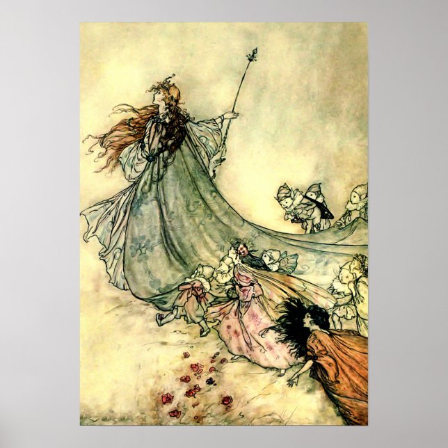 Affiche "Reine des fées" par Arthur Rackham (Devant)