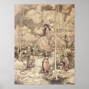 Affiche Reine des fées teintée de sépia avec une créature